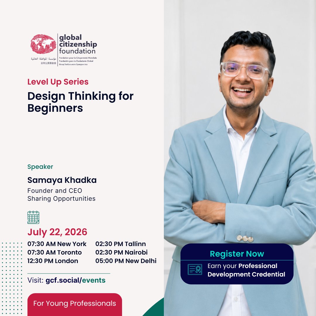 CitizenshipFund's tweet photo. Join Samaya Khadka on 22 July, 11:30 UTC for a session on Design Thinking and level up your problem-solving skills.

📅 Register here: https://t.co/Ku62Qf3xb6

#DesignThinking #ThrivingSkills #LevelUp https://t.co/QjGGohrit1