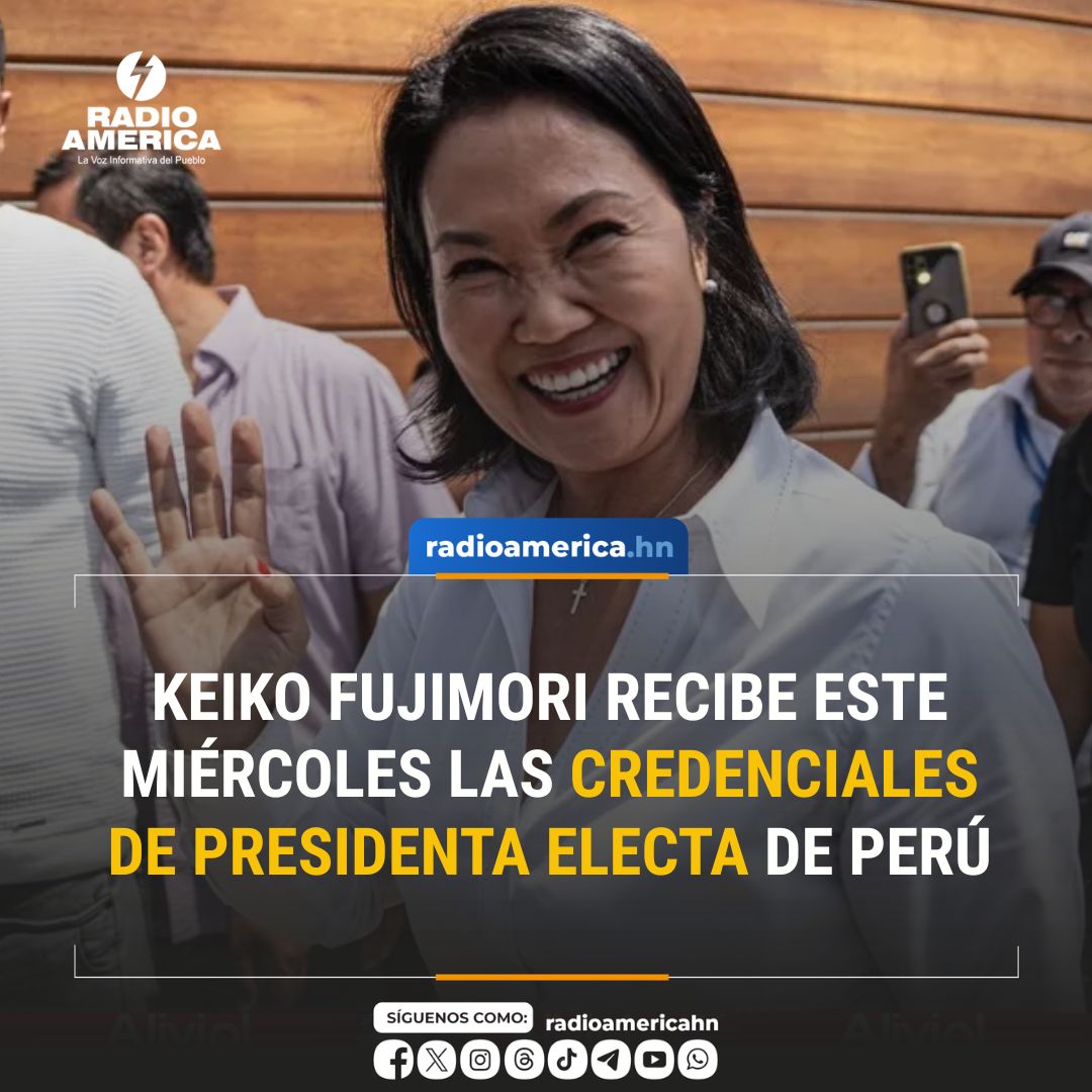 radioamericahn's tweet photo. La derechista Keiko Fujimori recibirá este miércoles las credenciales de presidenta electa de Perú para el período 2026-2031, que le serán entregadas en un acto oficial por el Jurado Nacional de Elecciones (JNE).
#AméricaNoticias #LATAM #RadioAmérica
LEA MAS: https://t.co/e0HUqCffaX