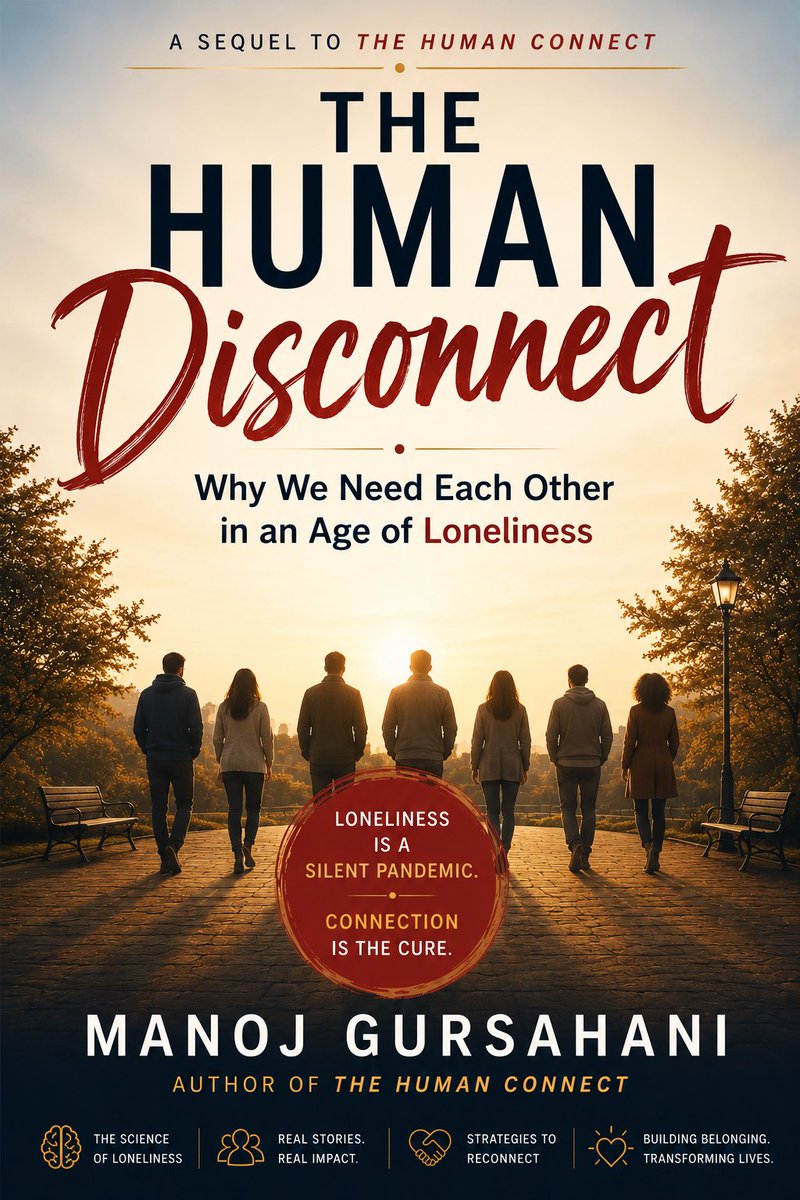 ManojGursahani's tweet photo. I'm excited to share that I'm working on my next book:
THE HUMAN DISCONNECT
Why We Need Each Other in an Age of Loneliness
"Loneliness is a silent pandemic. Connection is the cure."
I'd love your thoughts:
Does the title resonate with you?
#thehumanconnect #Loneliness https://t.co/BgvQ6gxSFJ