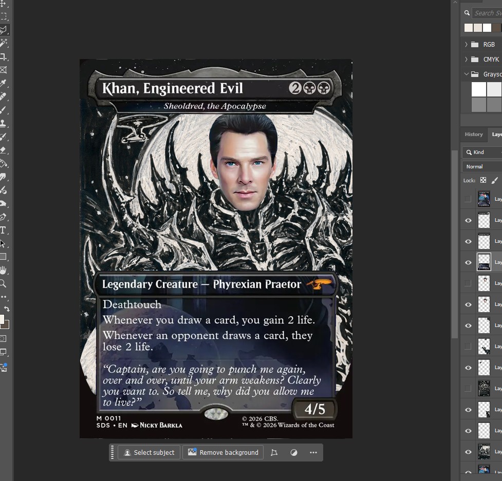 TheOppAgentMTG's tweet photo. Sheoldred, the apocalypse is now fixed.. somewhat... not really #MTG #magicthegathering #mtgmeme #benedictcumberbatch #khan #wotc https://t.co/tFhcsRJp0S