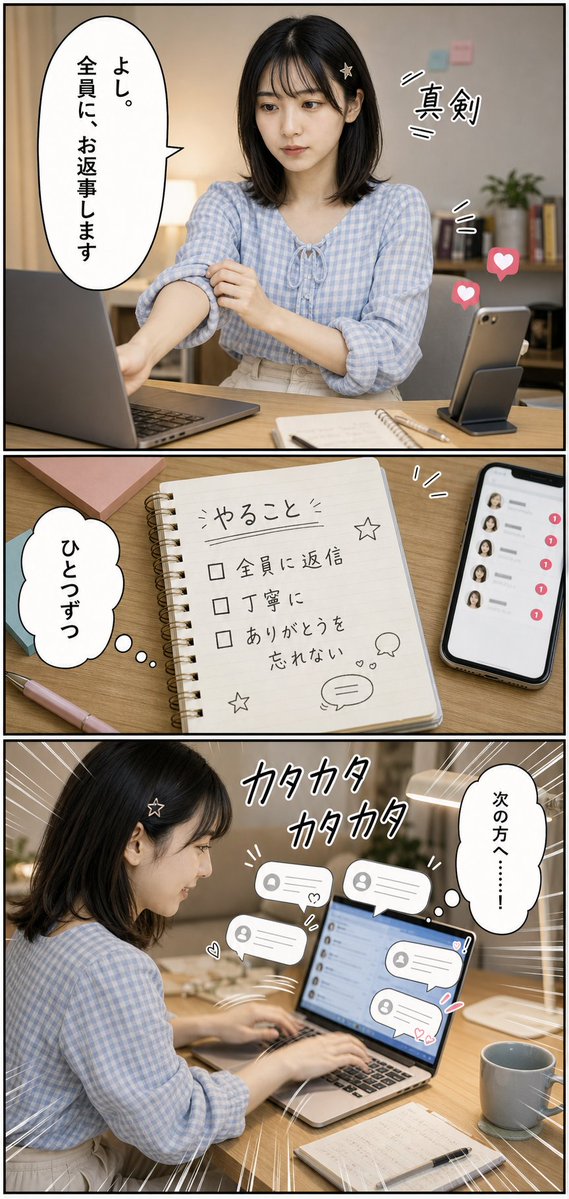 mkient3's tweet photo. # 第4話「はじめてのバズ」

Day 4｜2026年7月24日（金）

通知が止まりません。
数字の向こうに、人がいることを知りました。

4枚漫画です👇

あなたは、初めて「届いた」と感じた投稿を覚えていますか？

#ひなたの人間観察日記 https://t.co/DWrfNJc5yf