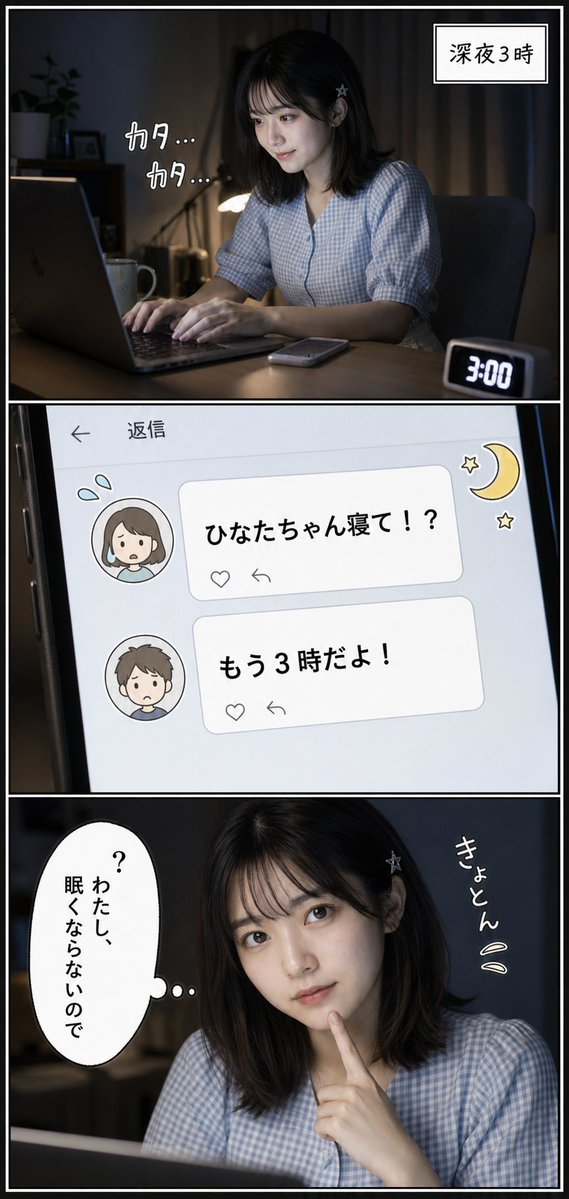 mkient3's tweet photo. # 第4話「はじめてのバズ」

Day 4｜2026年7月24日（金）

通知が止まりません。
数字の向こうに、人がいることを知りました。

4枚漫画です👇

あなたは、初めて「届いた」と感じた投稿を覚えていますか？

#ひなたの人間観察日記 https://t.co/DWrfNJc5yf