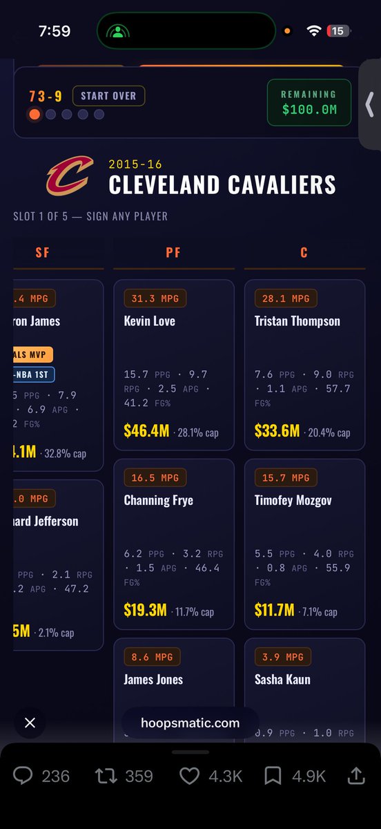 BlameAdam_'s tweet photo. @Danny2KYT use the ppg of the 2016 cavs as a baseline for your picks https://t.co/soyj9WVm8Y