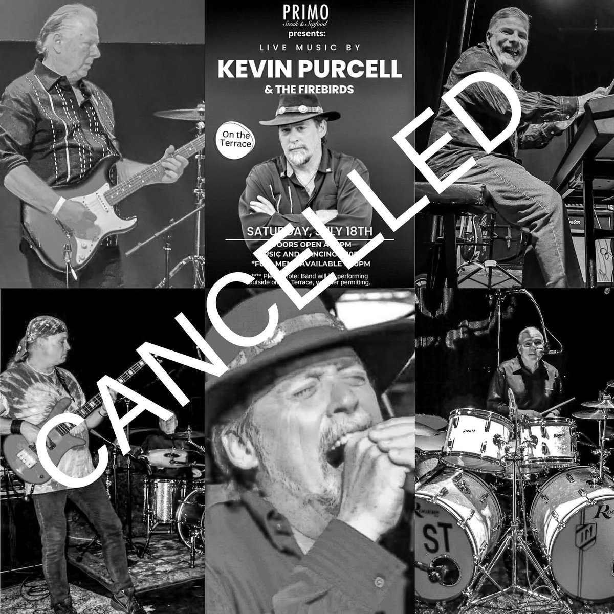jamesemmurray's tweet photo. We regret to inform everyone that Primo CANCELLED our Saturday Show because they double booked. We are sorry for any inconvenience and look forward to seeing you down the road. 
#kevinpurcell #kevinpurcellandthefirebirds #primogurnee #primo #primorestaurant @primogurnee https://t.co/qVx1PWSlUW