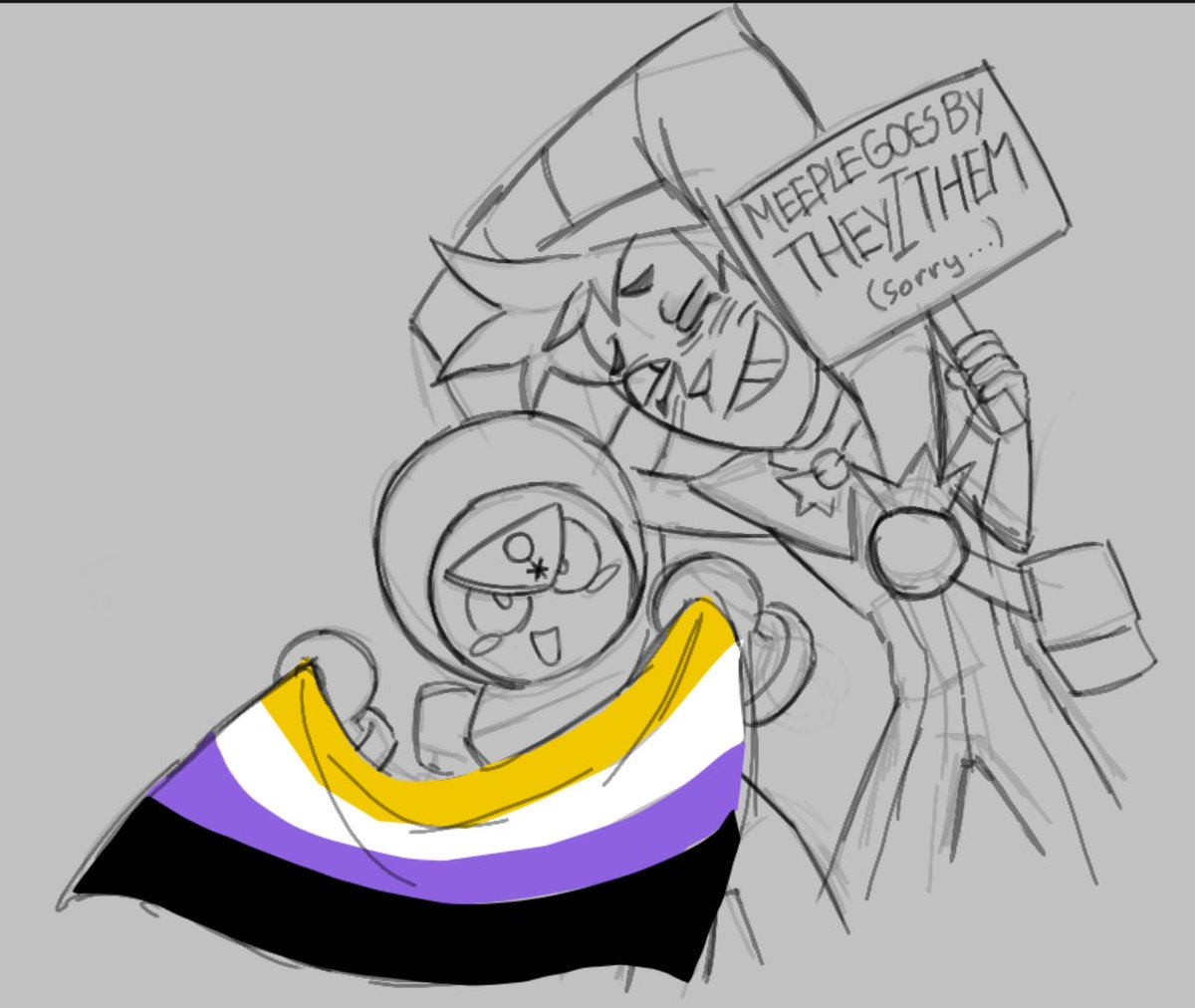 Florentino_kgs's tweet photo. RUSHED AS FUCK BUT HAPPY INTERNATIONAL NON BINARY PEOPLE DAY LMAOOOO 💛🤍💜🖤💛🤍💜🖤💛🤍💜🖤💛🤍💜🖤 #meeplebrawlstars #meepster https://t.co/4j5tL6qgbY
