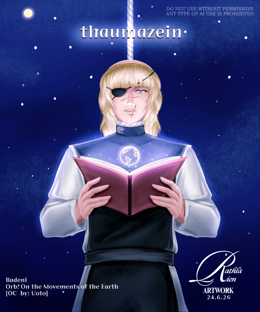 raaathla_'s tweet photo. Truth requires sacrifice 
.
.
Ketika pengetahuan, kebenaran dan tekad membawamu pada kematian ... Badeni oh Badeni 💙💔

#fanart #orb #badeni #semirealism #artmoots #chikyuu #animeart https://t.co/I0nMXLO1y5