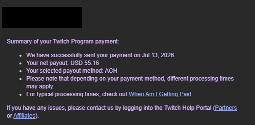 wintercookiees's tweet photo. MY FIRST EVER TWITCH PAYOUT! IM SO FKN RICH NEOW! TY FOR ANYONE THAT EVER CLICKED ON MY THINGY! :)) MUCH LOVE! (srsly tho, ty!) #twitch https://t.co/dx8u5SAfUs