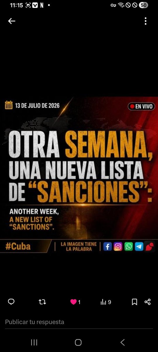 ArielAlvarezEPA's tweet photo. A pesar de la brutalidad del bloqueo y las amenazas imperialistas, Cuba se mantiene firme en la defensa de su soberanía. La lucha contra el bloqueo es una batalla de principios que cuenta con el apoyo mayoritario del mundo
#TumbaElBloqueoYa https://t.co/eY9P0XjU5u