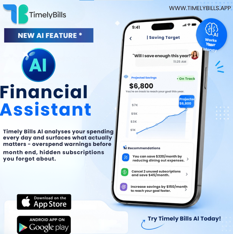 TimelyBills's tweet photo. Meet Your Personal AI Financial Assistant!

For more information: https://t.co/qtgUwKbDxd

Email: support@timelybills.app

#Bestfamilybudgetapp #bestbillmanagementapp #Bestexpensemanagerapp #expensetrackerapp #Bestmoneymanagerapp #Timelybills #Delhi https://t.co/T1BG8Olgx9