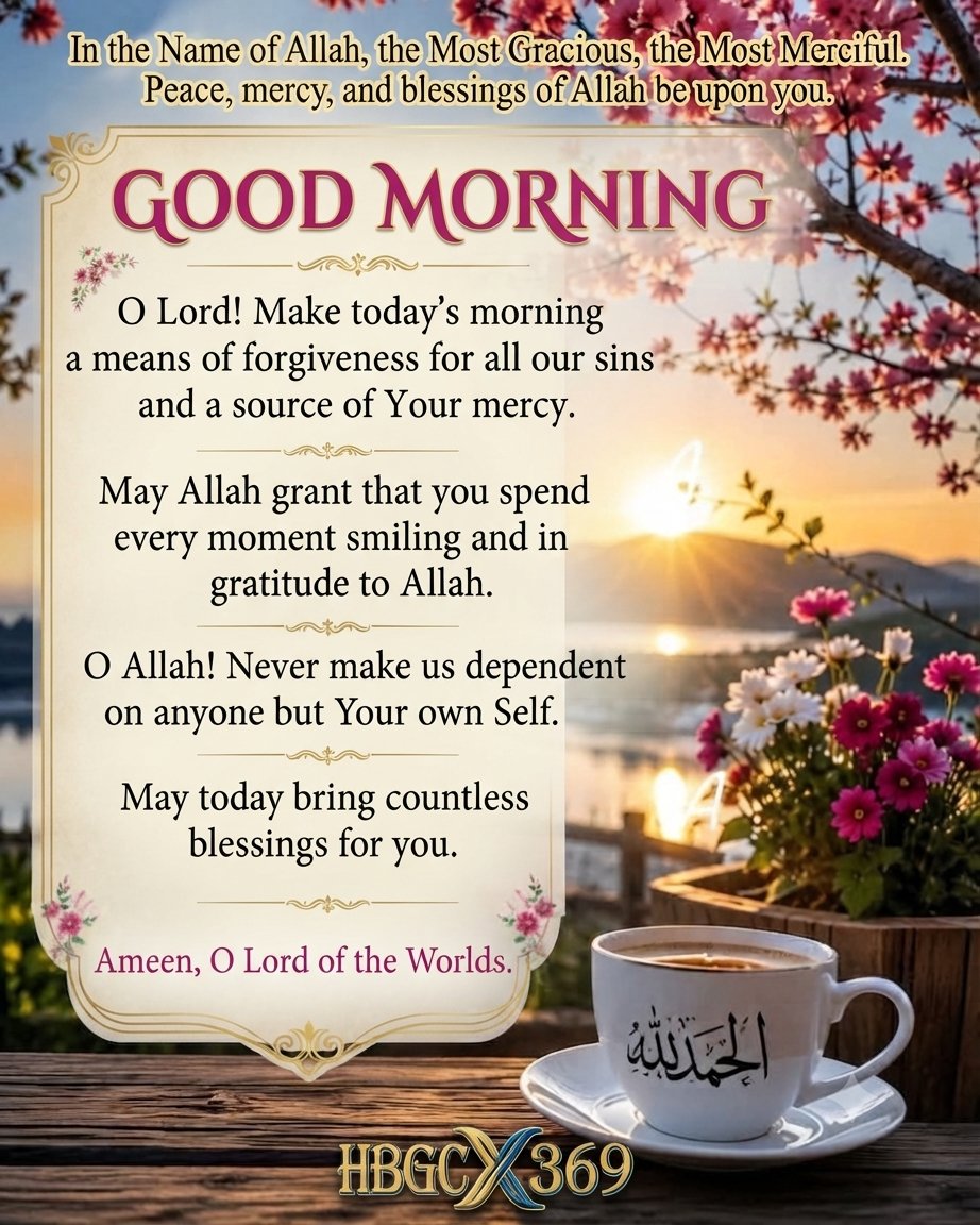 aon_gilani94354's tweet photo. "ایک نئی صبح، ایک نئی امید۔ دعا ہے کہ آج کا دن آپ کے لیے بے شمار برکتوں اور مسکراہٹوں کا باعث بنے۔ HBGC X 369 کے ساتھ اپنے دن کا آغاز شکر گزاری اور مثبت سوچ کے ساتھ کریں۔ ☕✨
#GoodMorning #Blessings #HBGC369 #Gratitude #PositiveVibes #PeaceAndProsperity" https://t.co/YwyZB0LHwR