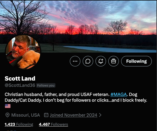 JayJosephVet's tweet photo. A USAF Veteran is looking to build their foundation and connect with more friends:

@ScottLand36 

If you're willing to lend a listening ear or share experiences your support could mean the world Let's come together and make a difference in their journey https://t.co/1ka7b7aRTE