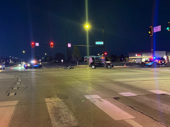 Picture of crash on Kendrick Castillo Way and Town Center Drive. Southbound traffic is open but all other lanes are closed 