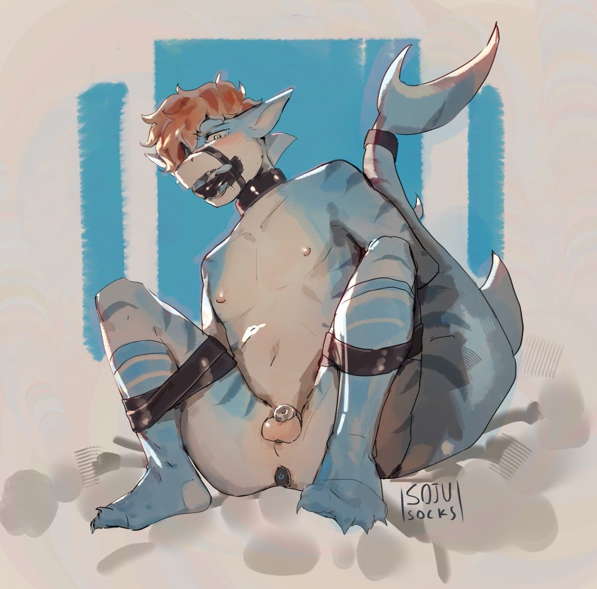 PlayingBindGame's tweet photo. I won an art giveaway by the wonderful @sojusocks this week! I'm so happy to have won and genuinely could not be more thrilled!! Their art is so good and I'm excited to have permission to share it! It's of my sharksona! 

Thanks again for the chance at the giveaway, @sojusocks! https://t.co/SvlOiFPjPL