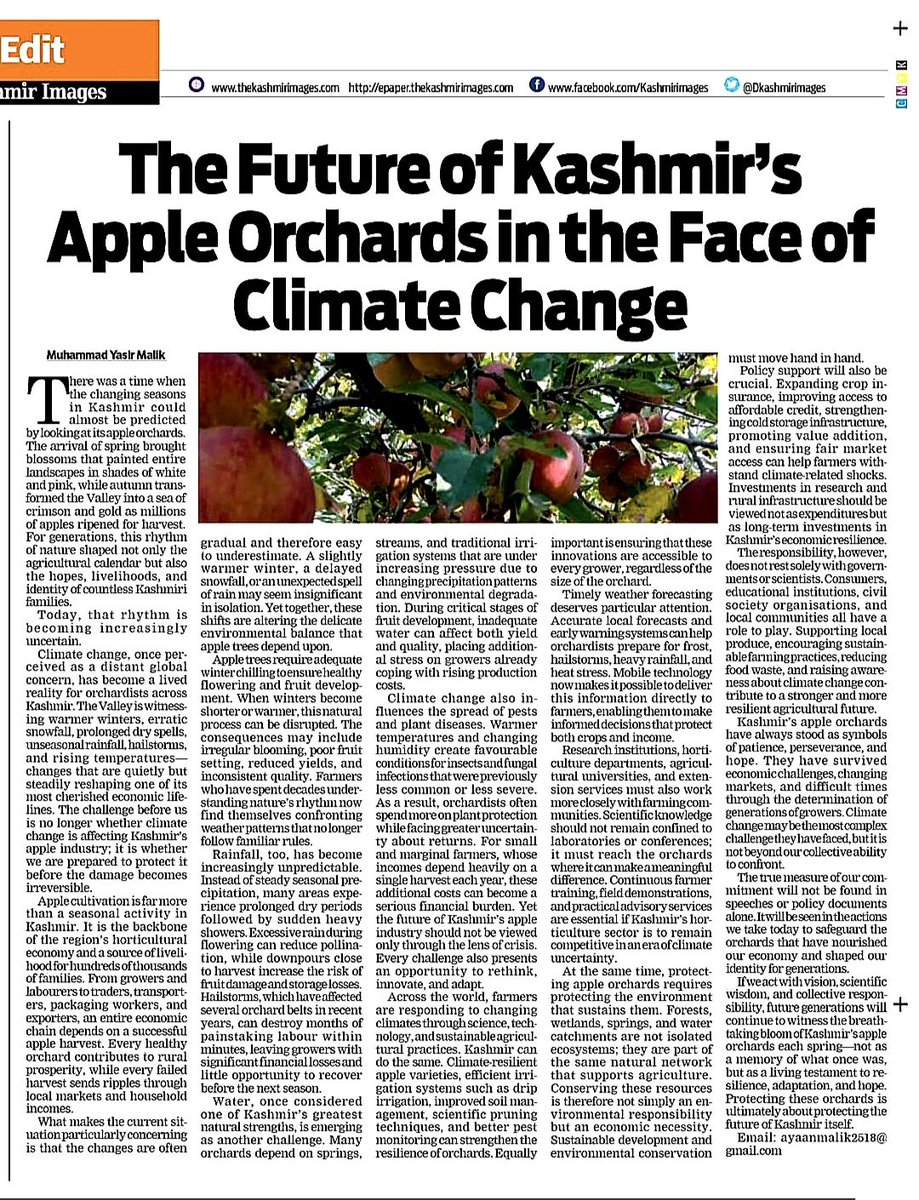 imyaser__'s tweet photo. The Future of Kashmir’s Apple Orchards in the Face of Climate Change
https://t.co/gcMe4bKGEA
#mundialdefútbol2026 #FranciaEspaña #climatechange https://t.co/Q4bf2IXZ1y