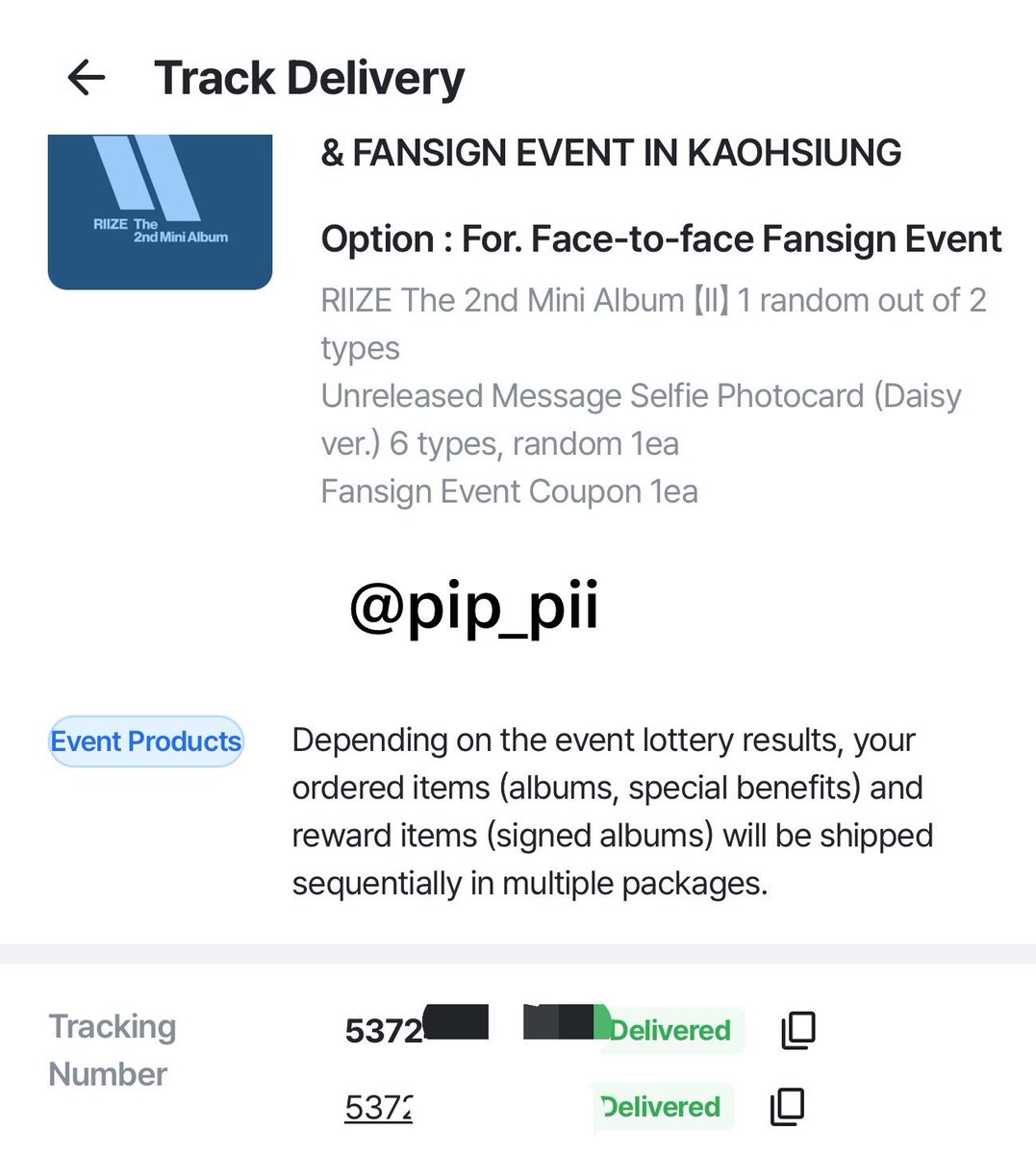 pippii_order's tweet photo. 🌟พร้อมส่งในไทยอังคารนี้ 21 กค

🌼 Fansign Set 820
🥕 Photo Set 900

แบบแยก
วอนบิน 🌼 230  🥕 200
แอนตัน 🌼 230  🥕 200
อึนซอก 🌼 140  🥕 200
ซองชาน 🌼 140  🥕 140
โชทาโร่ 🌼 140 🥕 140
โซฮี 🌼 140 🥕140

📦 30.-
💌 DM

POB Makestar Kaohsiung เกาสง

#ตลาดนัดRiize #ตลาดนัดน้องข้าว https://t.co/IJIKa070UB