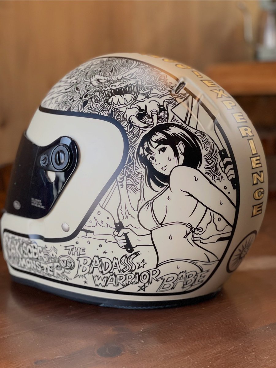 dapooo's tweet photo. 私的神でモンスター。
愛するフェイバリットを初期衝動でガンガン書き込むカスタムペイントヘルメットの完成

#custompaint 
#カスタムペイント
#helmetpaint 
#bellhelmets 
ビールも良いけど　#ホッピー　もね！ https://t.co/pMdDcDB4im