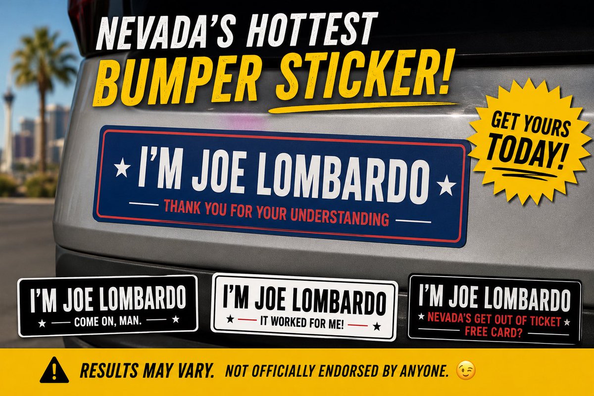 jedirich_'s tweet photo. Coming soon: “I’m Joe Lombardo” bumper stickers. 

Results may vary. 🚔 https://t.co/dqaRejGz41