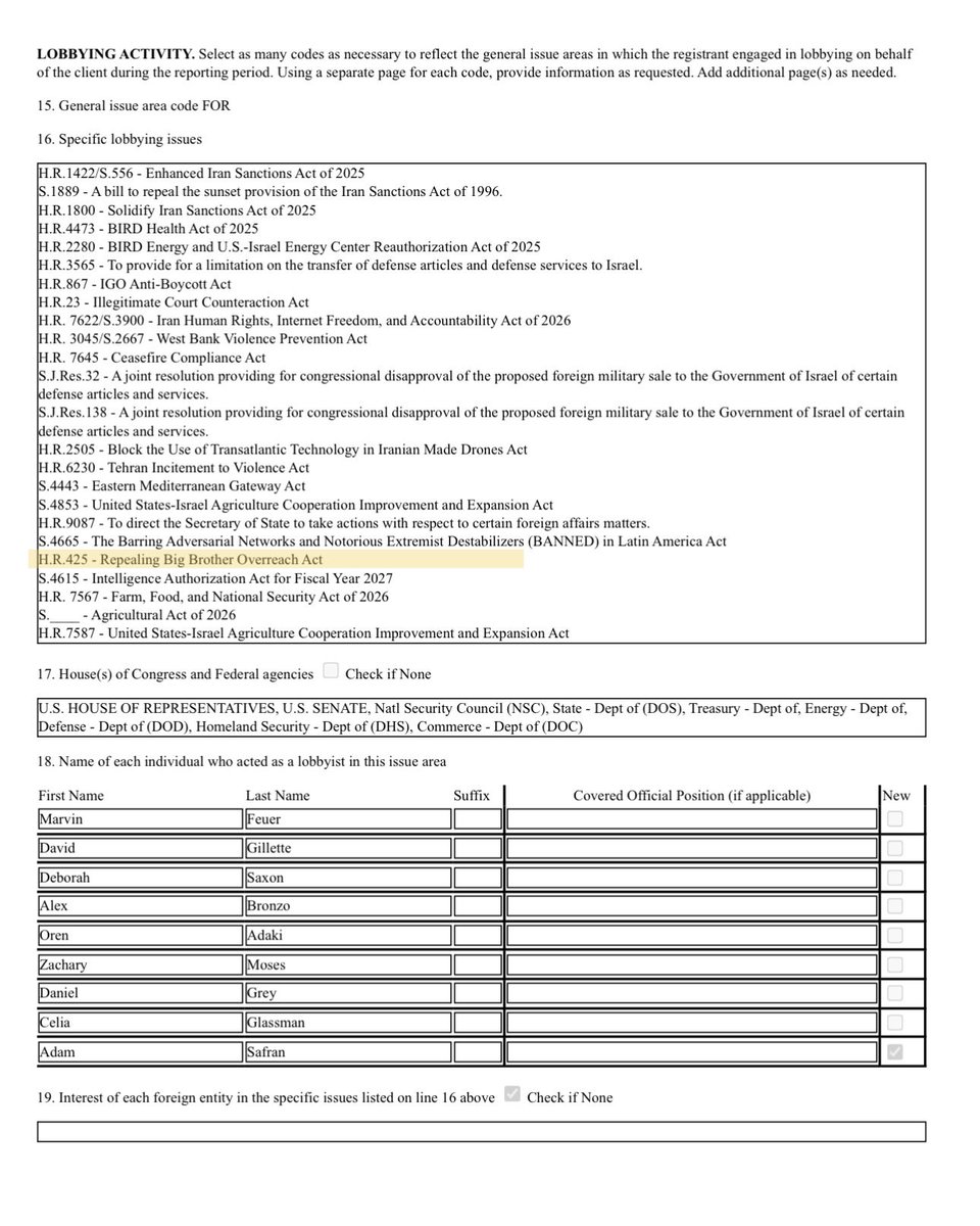wallyrashid's tweet photo. AIPAC is now lobbying against anti-money laundering legislation.

The Corporate Transparency Act requires companies to disclose their true owners to the Treasury Dep.

This law has no mention of Israel, yet filings show @AIPAC has been lobbying on a bill to repeal this law.

Why? https://t.co/qJfzDntiuz