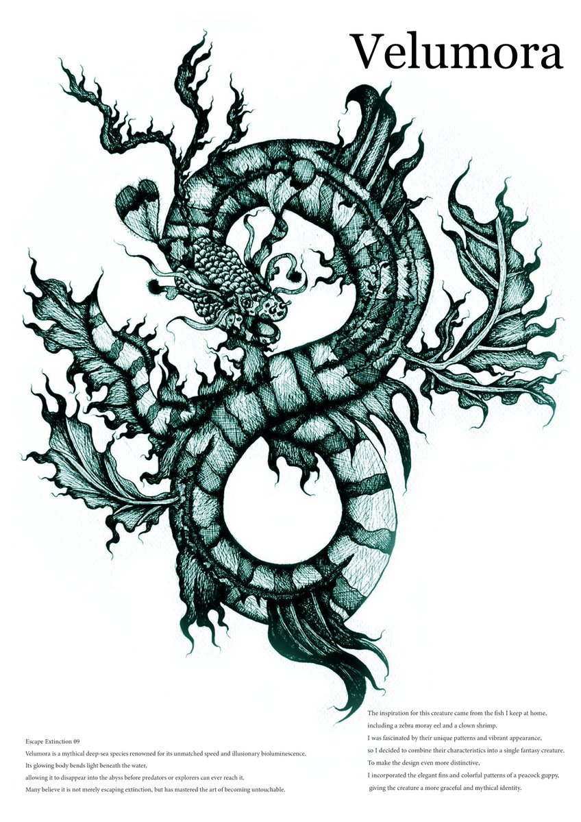 KhunSil45's tweet photo. (Escape Extinction 09)🐟🌖
It the name "The Phantom of the Abyss."
--------------------
#Velumora #FantasyArt #CreatureDesign #creatureart  #ConceptArt #OriginalArt #FantasyCreature #TraditionalArt #HandDrawn #Bestiary #ArtistsOnTwitter #MonsterHunter #GameArt #PencilDrawing #OC https://t.co/xHV9d6TD78