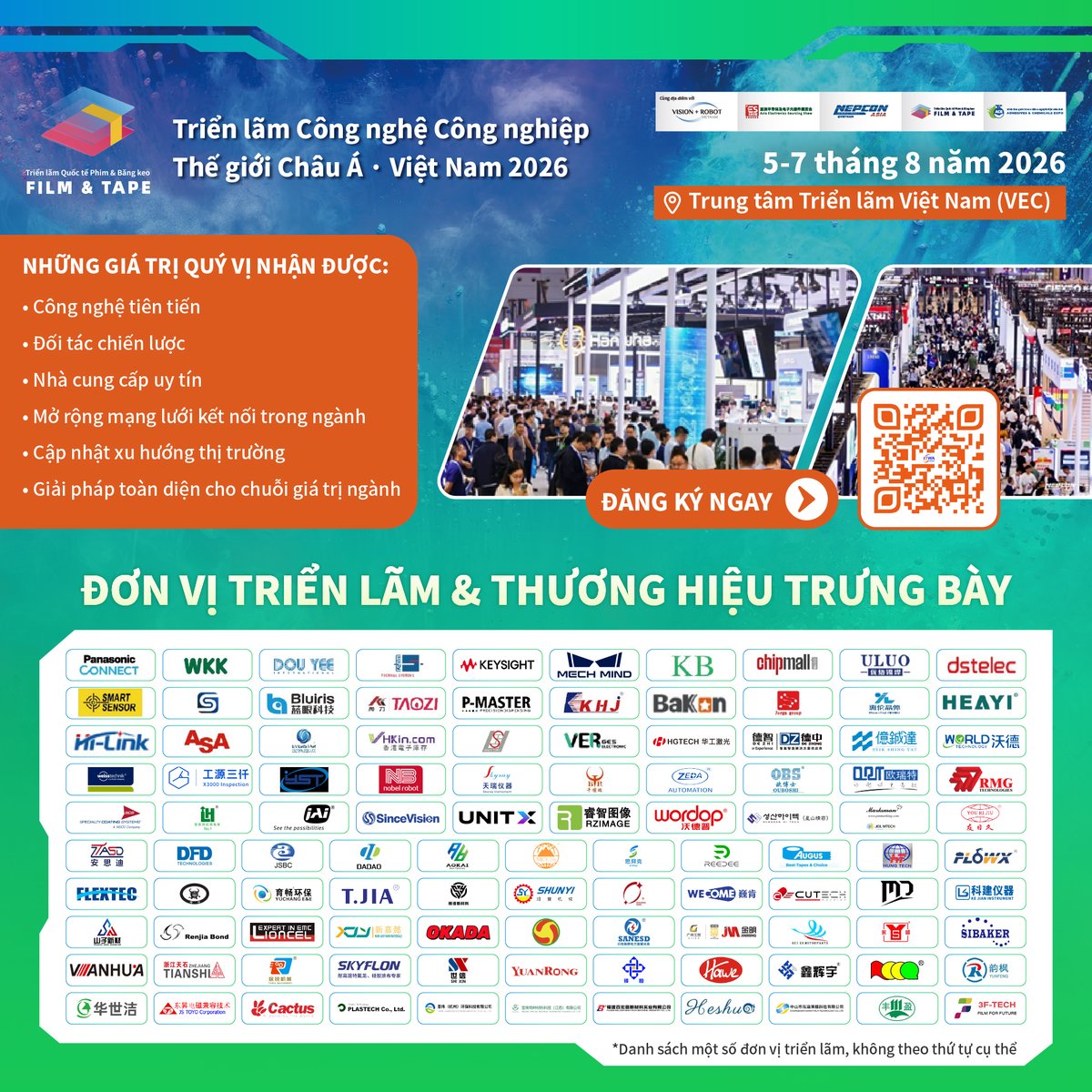 FilmandTapeEXPO's tweet photo. ✨ FILM &amp; TAPE VIETNAM 2026
📅 Aug 5–7 | 📍 VEC Hanoi

Explore industrial innovations, meet leading exhibitors, and unlock new business opportunities in Vietnam.

🎟 Free registration: https://t.co/g3H2BlkARO

#FilmTapeVietnam2026 #VietnamExpo https://t.co/pCRJkcE4cZ