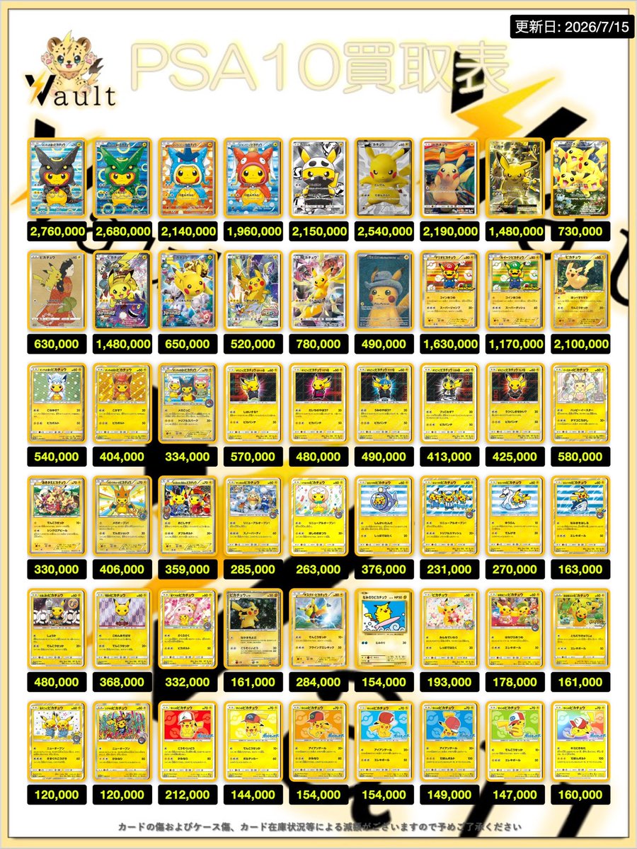 ポケカPSA10強化買取】⚡️7/15更新 ポケカPSA10の買取表になります