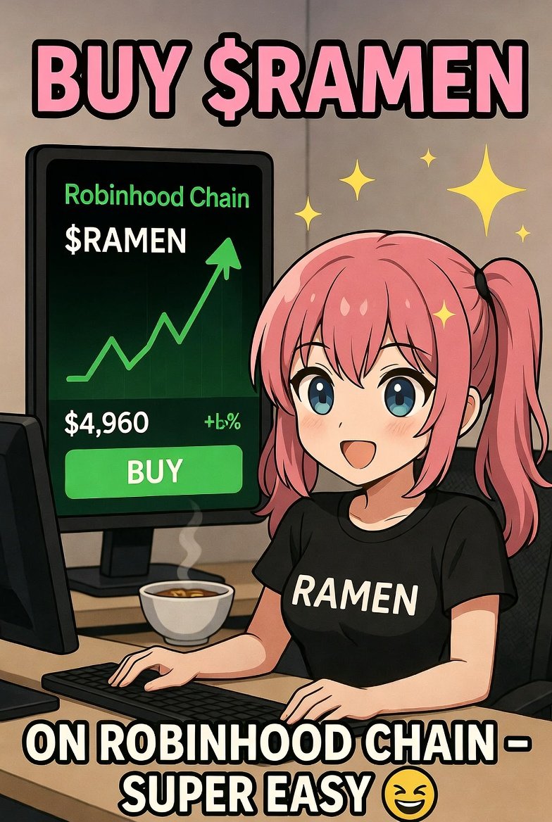 ramencoinonline's tweet photo. Buy $RAMEN on Robinhood Chain

CA: 0xe013e34f03f42d49e836d59cf6353b897c337777 https://t.co/IyM5D2qMtR