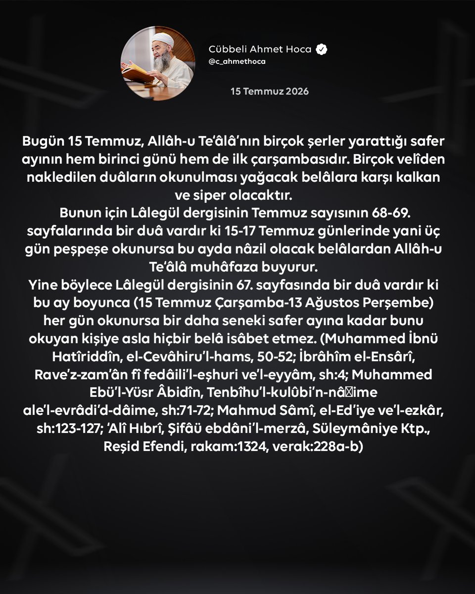 Cübbeli Ahmet Hoca tweet media