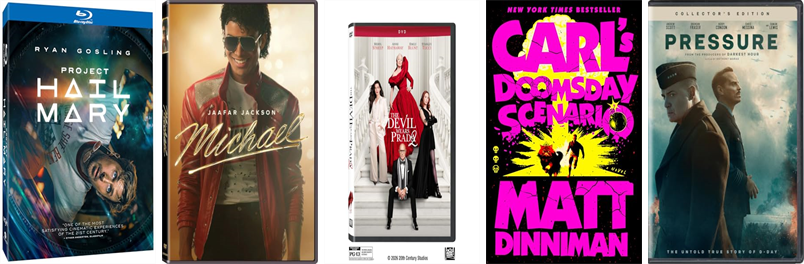 CHBoothLibrary's tweet photo. This week the Cyrenius H. Booth Library has 115 new books and twelve new movies.  New items include Project Hail Mary, Michael, The Devil Wears Prada 2, Carl's Doomsday Scenario, Pressure, Revolution, Communion, Epic, They Stole a City, and In the Grey. https://t.co/i4oy5YuuUi https://t.co/azqkuljbiM