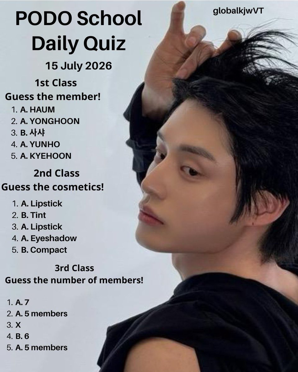 globalkjwVT's tweet photo. 🍇 PODOAL PODO SCHOOL 07.15

Answer for today’s Daily Quiz. Keep collecting ALs and Jellies and save for Birthday Vote (December) soon!

referral code : TWK3CA
username for ALs donate : globalkjwVT

#김지웅 #KIMJIWOONG https://t.co/dywKUAZlOr