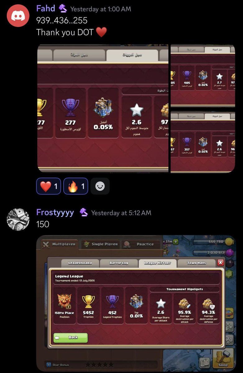 dark_bb_coc's tweet photo. Happy Subscribers, proud Dark Base Building team! 💜

Here are some of the global ranks our customers secured with us this season. 🔥

A LOT of them within the dream top 1k! 👊

Why not give yourself a chance with us in this new season? Lock in and you will see the DIFFERENCE! 💪

🔗 https://t.co/7JQcj27BKQ