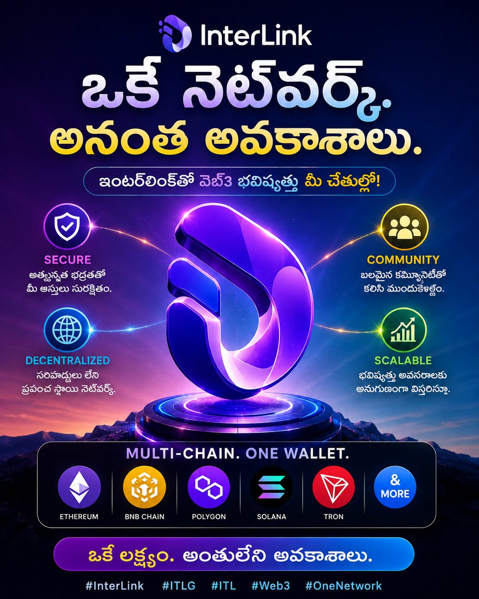 shiva3336's tweet photo. 🚀 మెయిన్నెట్ యుగం ప్రారంభమైంది!
InterLinkతో వేగవంతమైన, సురక్షితమైన, వికేంద్రీకృత Web3 ప్రపంచంలోకి అడుగుపెట్టండి. భవిష్యత్తు ఇప్పుడు ప్రారంభమైంది! 💜
#InterLink #ITLG #ITL #Mainnet #Web3 #Blockchain #Crypto #OneNetwork https://t.co/Qm771fYWvL