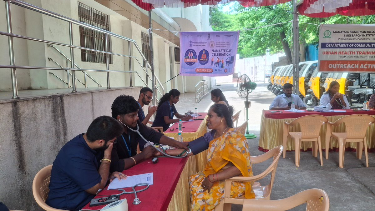 MSJEGOI's tweet photo. On the occasion of #NAMASTE Day 2026, Pondicherry Municipality organized a Health Check-up Camp for sanitation workers to recognize their invaluable service and promote their health and well-being.

The camp provided preventive health check-ups and medical consultations, reaffirming the commitment to ensuring the health, safety, dignity, and welfare of sanitation workers under the National Action for Mechanized Sanitation Ecosystem (NAMASTE) Scheme.  

The initiative aims to promote dignity, occupational safety, and informed participation of #SafaiSaathis, while strengthening their livelihoods under the Ministry of Social Justice and Empowerment.

#NAMASTEDAY #SafaiSaathis #SanitationWorkers #WastePickerEmpowerment

@PMOIndia @narendramodi @AmitShah @Drvirendrakum13 @RamdasAthawale @blvermaup @PIB_India @mygovindia @MIB_India @NISD_India @nskfdc @NSFDC_MOSJE @nbcfdc