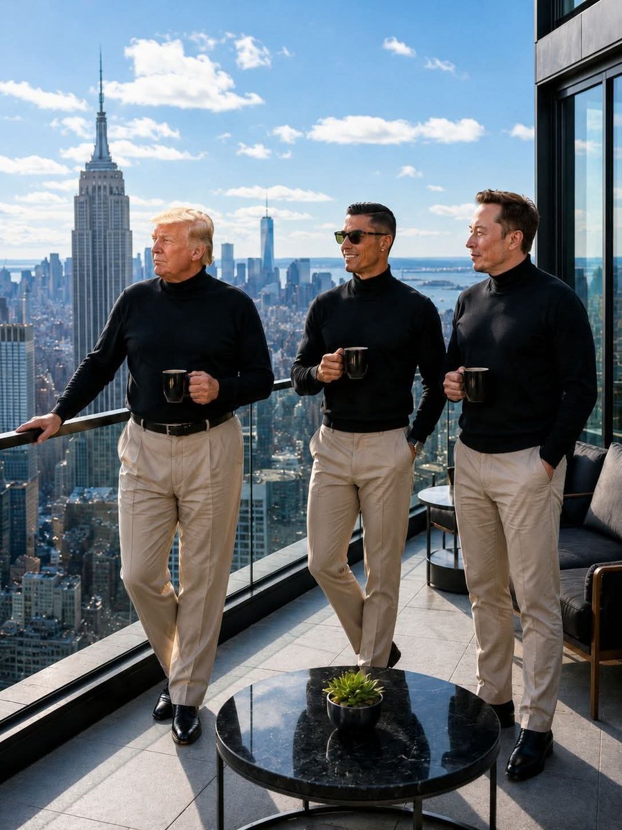 Naturelover6o21's tweet photo. ☕ If Elon Musk, Donald Trump, and Cristiano Ronaldo invited you for coffee, who would you sit next to first? 👀

A. 🚀 Elon Musk
B. 🇺🇸 Donald Trump
C. ⚽ Cristiano Ronaldo
D. 🤝 All Three https://t.co/z7xOtC3EH9