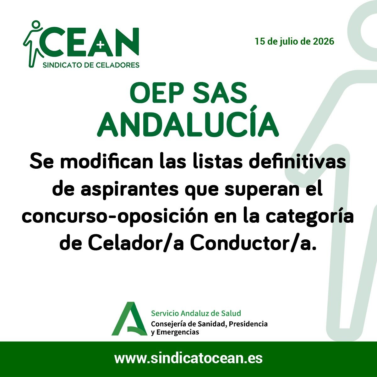 ceansindicato's tweet photo. 🗣 #CEANINFORMA:
OEP SAS | ANDALUCÍA | Se modifican las listas definitivas de aspirantes que superan el concurso-oposición en la categoría de Celador/a Conductor/a.
➕ INFO 👇
https://t.co/odLdON1YEA
#Celador #Celadora
#CEAN #SomosTuSindicato https://t.co/vyISliQwZT