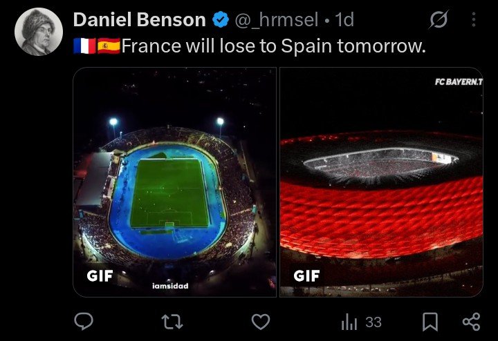 _hrmsel's tweet photo. Called it 24 hours ago: France would lose to Spain. 🇪🇸🇫🇷 Vous avez fait de votre mieux https://t.co/ka3aHBobmH
