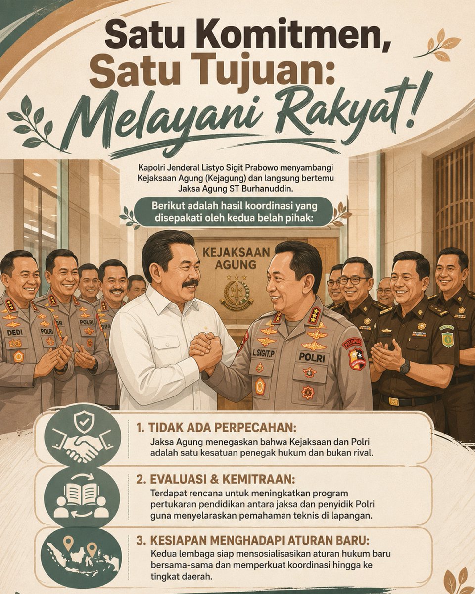 jejen_a's tweet photo. Siapa yang setuju kalau kekompakan dua pilar hukum ini bikin adem? Di balik kehangatan ini, ada visi besar untuk mempertajam kemitraan lewat program pendidikan bersama dan kesiapan mengawal regulasi baru.
#jagaindonesia #SatuTujuan #PenegakHukum #IndonesiaDamai #KolaborasiPositif https://t.co/1IEGrrudNe
