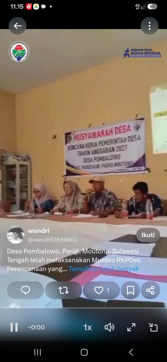 NBurhiah's tweet photo. Desa Pombalowo, Parigi, Moutong, Sulawesi Tengah telah melaksanakan Musdes RKPDes. Perencanaan yang memuat program strategis selama satu tahun. 

@YandriSusanto
@ARizaPatria
@KemensetnegRI

#KementerianDesaPDT
#BPSDMKementerianDesaPDT
#TPPFasilitasiMusdesRKPDesa
#KerjaPendamping https://t.co/l08P64AhwQ