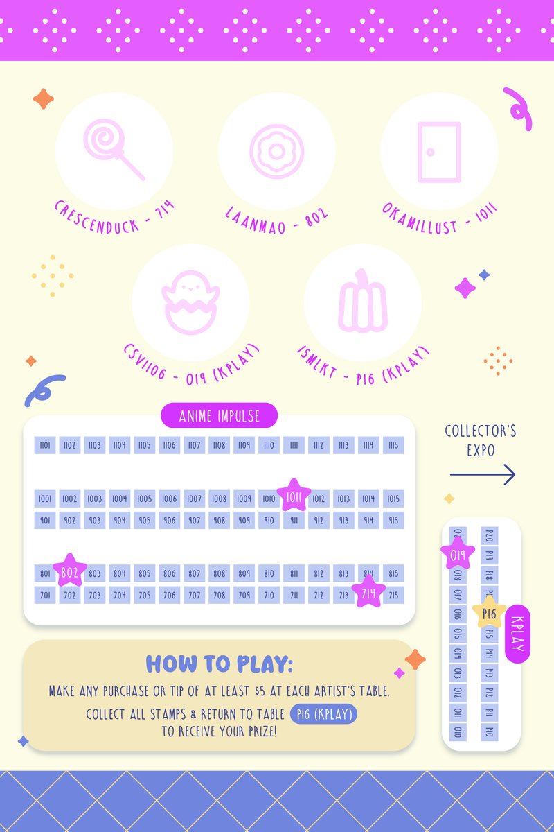 15mlkt's tweet photo. 🐣Pioverse Cafe Stamp Rally 🐣
complete the rally to receive a set of 5 themed button badges + 1 trinket tin! 

#AnimeImpulseBA2026 https://t.co/U6bD6pgcDD