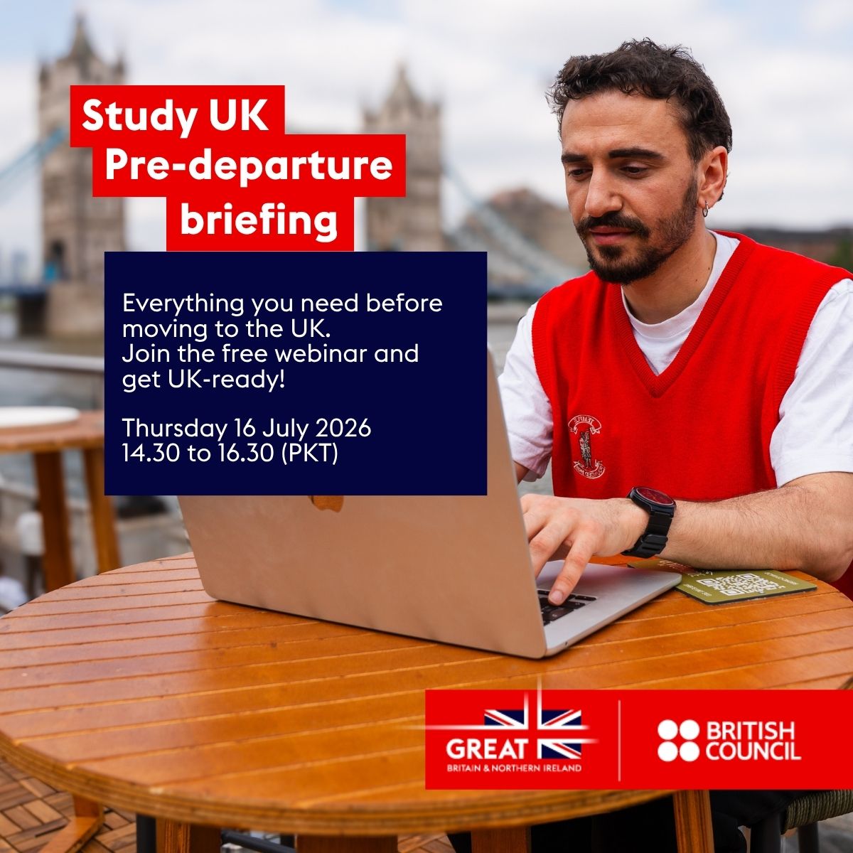 pkBritish's tweet photo. 1 day to go!
UK-bound this year? Your journey starts at the #StudyUK Pre-departure briefing ✈️ 

Get expert tips on visas, travel, accommodation &amp; settling in with confidence. 

📅 16 July 2026 

📍 Don’t miss it—sign up now! 
https://t.co/nHc5qB2IGH 

#StudyUK #PDB https://t.co/uVxoakRkwO