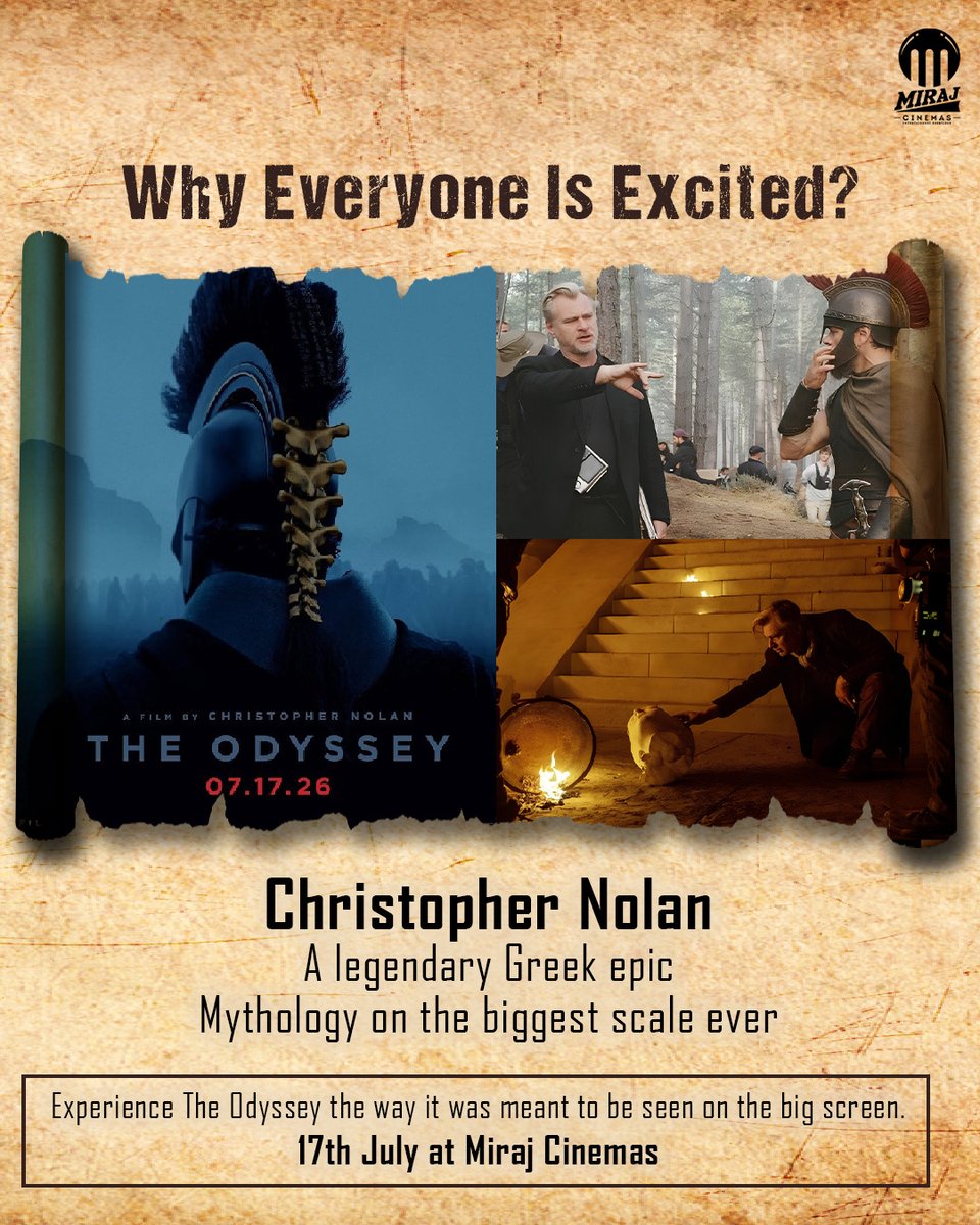 MirajCinemas's tweet photo. Athena, mysterious Circe, and the terrifying Cyclops. Get to know the faces behind the myth before the adventure unfolds.
#TheOdyssey is releasing on 17th July at #MirajCinemas.
Booking link: https://t.co/niVUo6MXPv
.
.
.
#HollywoodEpic #GreekMythology #EpicAdventure https://t.co/xOuj7KIJoR