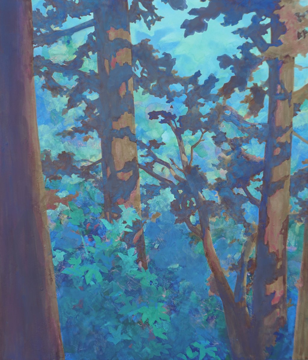 G_Mark_well's tweet photo. ＼本日より開催／ 
Opening today!

﨑山あいり展　～登山 TOZAN画家～
会期： 7月15日（水）～28日（火）※最終日は17時閉場
会場：大丸神戸店　8階　gallery TOART
作家来場: 7月19日（日）、7月20日（月・祝）各日共に14時～17時

Airi Sakiyama: Solo Nihonga Exhibition – The Mountain-Climbing Artist
Schedule: Wednesday, July 15 – Tuesday, July 28 (Closes at 5:00 p.m. on the final day)
Venue: Kobe Daimaru Department Store, gallery TOART, 8th Floor
Artist in Attendance: July 19 & 20, 2:00 p.m.–5:00 p.m.

#﨑山あいり展 #日本画 #登山アート #山岳画 #神戸アート #AiriSakiyama #Nihonga #MountainArt #NatureArt #ArtExhibition

「木陰」F10 | "Beneath the Trees" 530×455 mm