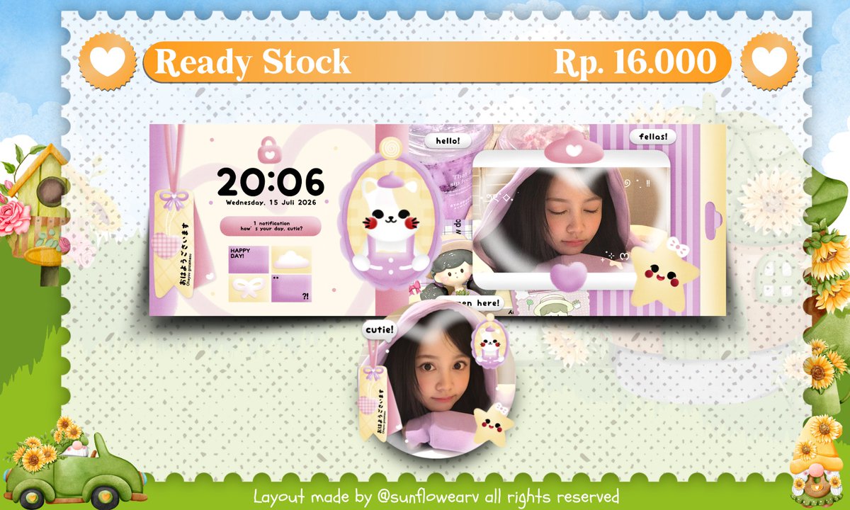 sunflowearv's tweet photo. Help repost?? Maaciii 💛

Haiing!! Aku bawa layout ready ✨ Shiny Pop ✨ Carmen nihh!! Harga udah tertera yaa dan free retext.. Gemes kan?? 😍😍😍 yukk dijemputt 🌻

#bealanja https://t.co/FdpxnbyS7C