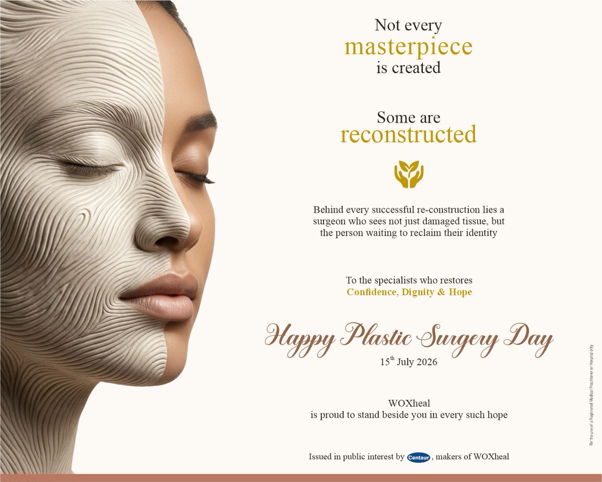 Centaur_pharma's tweet photo. Every reconstruction is a reminder that healing is about more than restoring tissue—it's about restoring confidence, dignity and hope.

On Plastic Surgery Day, here's a heartfelt salute to the remarkable surgeons whose skill changes lives, one patient at a time. https://t.co/NSbPj6EOyR