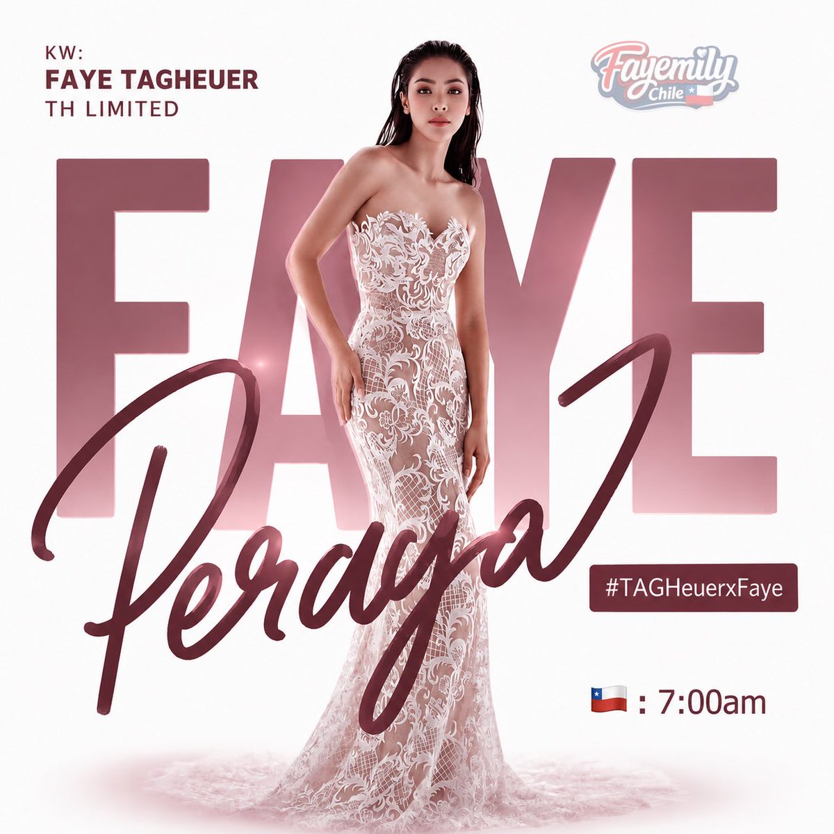 Fayemily_Chile's tweet photo. AVISO DE TENDENCIA FAYEMILY 

Es hora de apoyar a Faye! , Te invitamos a participar en la próxima tendencia utilizando la siguiente información:

🗝️ KW: FAYE TAGHEUER TH LIMITED

#️⃣ Hashtag: #.TAGHeuerxFaye

🗓️ Fecha: 15 de julio de 2026

⏰ Hora: 7:30 a. m. 🇨🇱

#FayePeraya https://t.co/EEqwRWm9LA