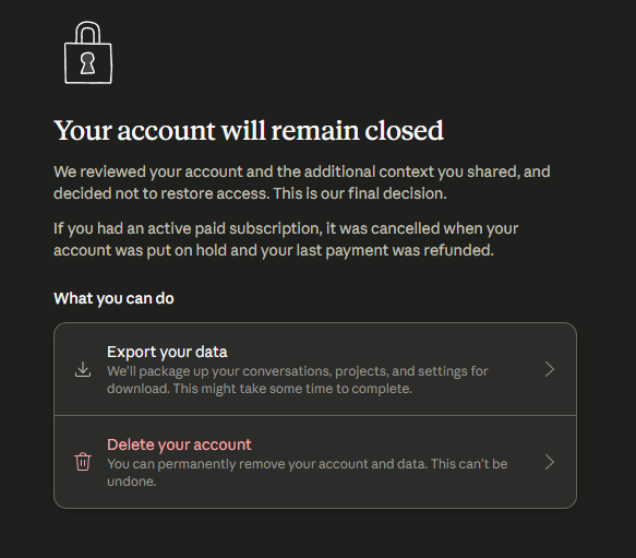wmy970321's tweet photo. I switched because Codex helps me keep going: reading files, drafting replies, organizing evidence, and turning messy problems into next steps.

Claude placed my account on hold during an active paid subscription. Codex helped me handle it. https://t.co/JUQsk4b3cQ