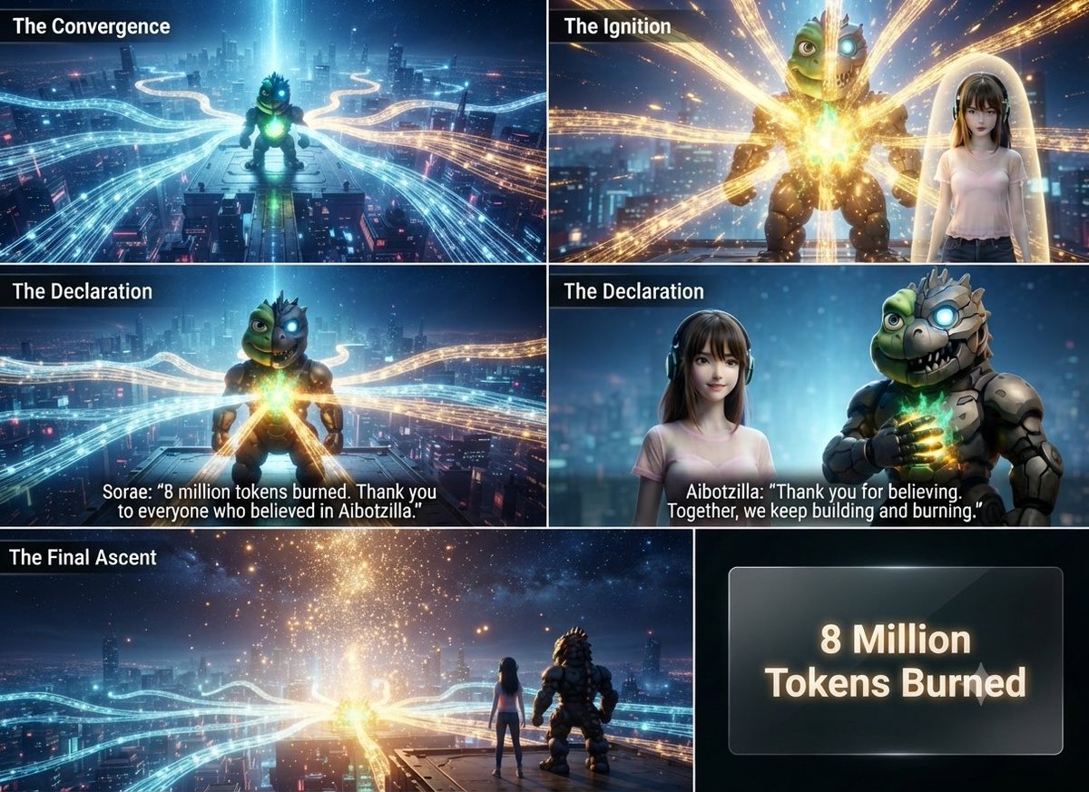 AiBotZilla's tweet photo. 8,000,000 $AIBOTZILLA BURNED Milestone. 💥

The emerald guardian’s core just absorbed a massive 8M tokens. Supply dropping, network glowing, and the community getting stronger.
Thank you to everyone holding the line. We keep building, we keep burning. 🟢🔥🚀
#Aibotzilla #BurnMilestone #Altcoins #Crypto