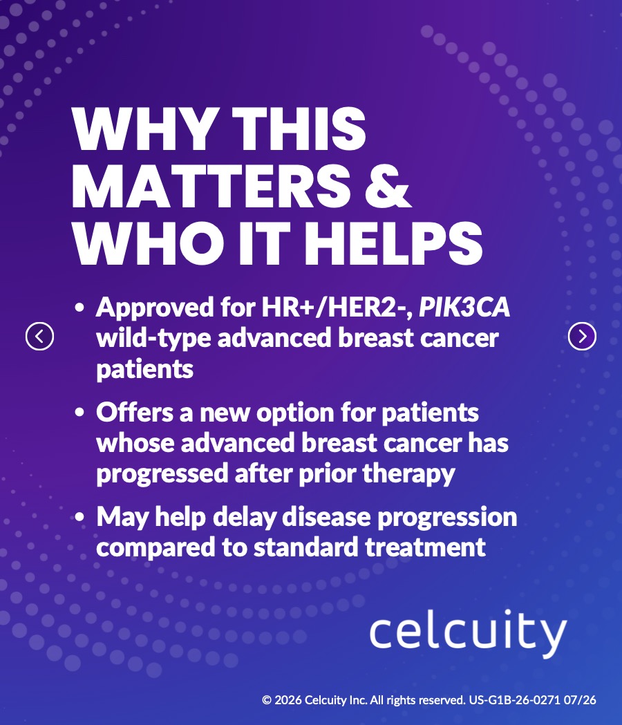 celcuity's tweet photo. #NEWS: The FDA has approved our targeted therapy for patients with HR+/HER2-, PIK3CA wild-type locally advanced or metastatic breast cancer following progression on prior therapy. Learn more: https://t.co/5CRq2e4wiO
#FDAApproval
#BreastCancer
$CELC https://t.co/syeFUoI3FB