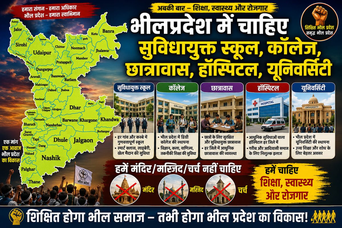 kingofranajiRa1's tweet photo. जिस जिस इलाके में भील राजा थे वो इलाका हमारी नजर में भीलप्रदेश है, भील राजाओं के वंशजों को भीलप्रदेश चाहिए!"
@Droupati_Murmu
@narendramodi
@AmitShah @DrKirodilalBJP @rashtrapatibhvn @UNHumanRights
@UN  #हमारी_मांग_भीलप्रदेश https://t.co/SN4i6jPEMa