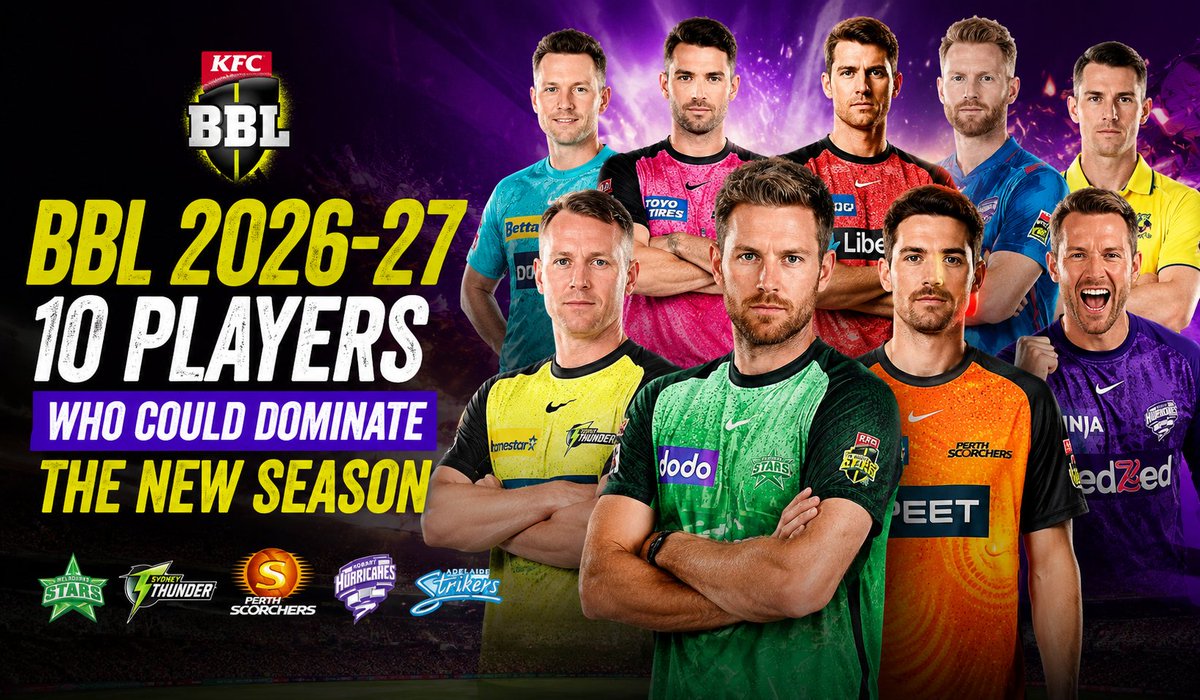 cricradarin's tweet photo. 🏏 Who will dominate BBL 2026–27? ⭐
From Glenn Maxwell to David Warner, here are 10 players who could light up the upcoming Big Bash season.
🔗 https://t.co/WpxGDT71jH
#BBL #BigBash #Cricket #CricRadar https://t.co/uRzTcERToU