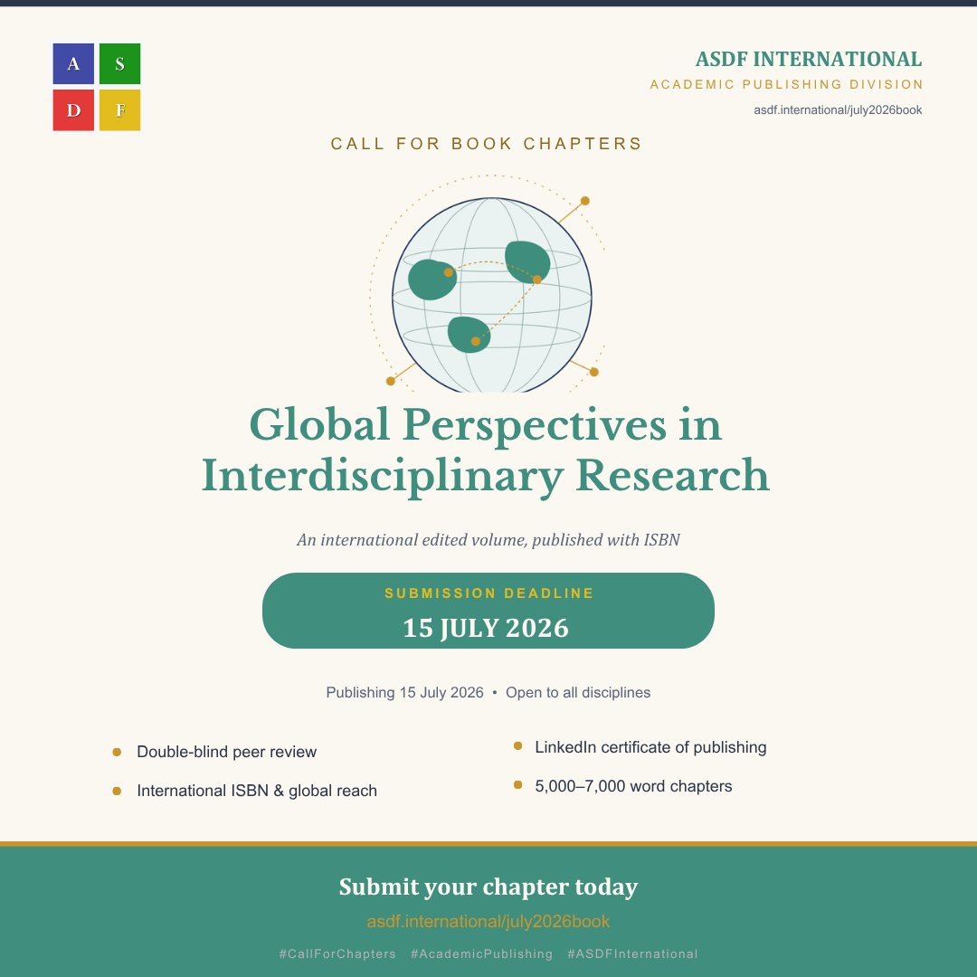 ASDFInt's tweet photo. ⏰ Final hours! Book chapter submissions close today. Get published internationally — ISBN included.

#LastChance #DeadlineToday #CallForChapters #AcademicPublishing #ResearchBook #SubmitNow #ASDFInternational #ScholarlyPublishing #AcademicWriting #PhDCommunity #ASDFint https://t.co/LXTsZBYPEz